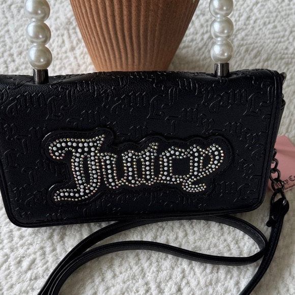 NWT Juicy Couture Black Mini Bag with Pearl Handle - Picture 2 of 9